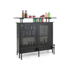 4-Tier Home Bar Table Industrial Metal Wine Bar Cabinet w/ 2 Storage Shelves