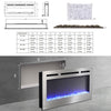 Electric Fire Wall Mounted/Recessed Fireplace Remote&Touch Screen+Crystal&Logs