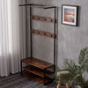Coat Rack Stand and Shoe Storage Bench Metal Hall Tree with 3-Tier Shelf 8 Hooks