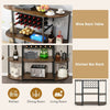 Wooden Kitchewn Wine Storage Rack Industrial Bar Buffet Table w/ Glass Holder