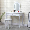 Girls Dressing Table Set with Mirror & Stool Kids Vanity Makeup Table w/ Drawer