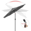 Garden Parasol Outdoor Tilt 2.7M Sun Shade Umbrella 32 LED Light Hand Crank Grey