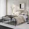 Double Metal Bed Frame with High Headboard and Footboard Black for Kids Adults