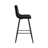 Set of 2 Black Velvet Bar Stools Breakfast Pub Chair Kitchen 65 cm Seat High