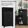 Bathroom Floor Cabinet Wooden Storage Cupboard with Adjustable Shelf & Doors