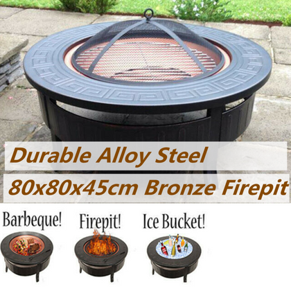 LEVEL 32'' Outdoor Garden BBQ Fire Pit Large Firepit Brazier Round Stove Heater