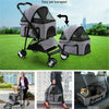 Large Pet Stroller Foldable Dog Cat Travel Carriage with Detachable Carrier Cart