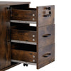 Brown Office Filing Cabinet File Drawers Wheels Mobile Printer Stand Wooden