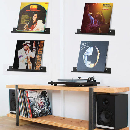 6PCS Carbon Steel Record Shelf Stand Wall Mounted Record Holder CD Album Display