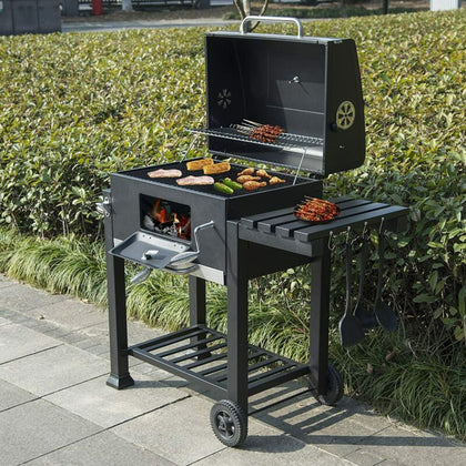 Portable BBQ Barbecue Grill Trolley Barbecue Patio Outdoor Heating Smoker