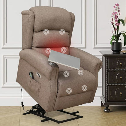 Dual Motor Riser Recliner Lift Massage Chair w/Table and Lumbar Support