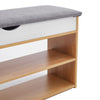 Oak Effect Shoe Bench Cabinet Shelves Storage Hallway Rack Cushion Seat Stand UK