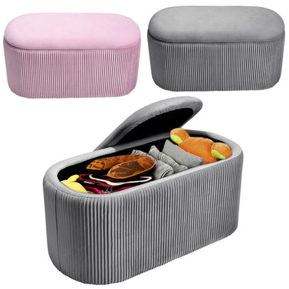 Oval Ottoman Stool Bench Storage Box Pouffe Seat Blanket Bedding Toy Chest Chair