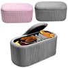 Oval Ottoman Stool Bench Storage Box Pouffe Seat Blanket Bedding Toy Chest Chair