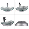 Countertop Sink Basin Bathroom Cloakroom Wash Bowl Tempered Glass Tap Waste Set