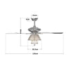 Crystal Chandelier Ceiling Fan Light Remote Control 5 Blade Fan Reversible Motor