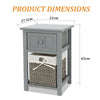 Bedside Table Unit Cabinet Wicker Basket Nightstand Drawer Storage Bathroom New
