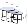 2/3 Nesting Tables Round Nest of Table Set Metal Frame Rustic Wood Tabletop Unit