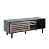 Retro 120cm TV Unit Cabinet Media Stand Sideboard Charcoal Grey Sliding Doors UK