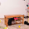 90cm Strip Pattern 3 Tiers Bamboo Stool Shoe Rack Storage Bench