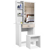 Dressing Table with Drawers, Mirror Stool Set Makeup Desk Vanity Table Bedroom