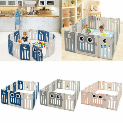 16 Panel Baby Playpen Foldable Toddler Play Yard Fence Safety Activity Center