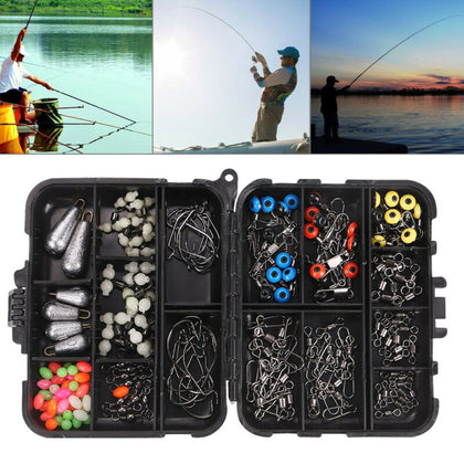 177Pcs Fishing Accessories Set With Tackle Box Fishhook Swivels Ball Float