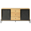 Console Wood Sideboard Cabinet 2 Rattan Door 3 Drawer Media TV Stand Cupboar