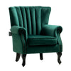 Upholstered Armchair Velvet Fabric Scallop/Button Backrest Lounge Fireside Chair