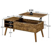 Lift Top Coffee Table with Large Storage Space & Removable Shelf Rustic Brown