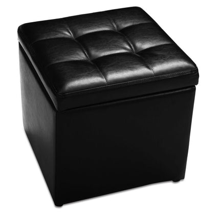 Faux Leather Storage Ottoman Cube Pouffe Storage Toy Box Padded Foot Stool