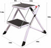 2 Step Ladder Stool Safety Anti Slip Rubber Mat Tread Steel Folding Frame DIY