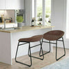 Set of 2 Bar Stool Vintage Rustic Kitchen Pub Bar Chairs Wide Back Sunken Seat