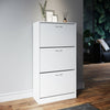 Designs 3 Drawer Shoe Storage Cabinet Cupboard Rack Space Wooden Unit White