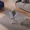 Modern Tempered Glass Coffee Tea Table Living Room Chrome Leg Table Rectangle