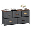 Chest of Drawers 5 Fabric Drawers Metal Frame Bedroom Storage Cabinet Dark Grey
