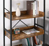 6-Tier Bookshelf Storage Shelf Stand Metal Frame Wooden Floor Brown Height 177cm
