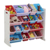 4Tier Kids Toy Bookcase Storage Organizer 16 Plastic Bins Bookshelf Space Saving