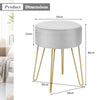 Velvet Round Footstool Upholstered Dressing Table Stool with Metal Legs Home