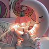Resin Unicorn Moon LED Night Light Baby Children Nursery Room Bedside Lamp Gift