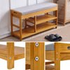 2 Tier Wooden Hallway Shoe Rack Storage Bench Bed End Stool Fabric Padded Seat