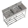 Catering Sink Stainless Steel Commercial Kitchen Wash Sinks w/Shelf/Backsplash