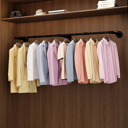 Thicken Round Tube Industrial Clothes Rail Pipe Garment Rack Open Closet Bedroom