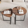 Set of 2 Pcs Modern Coffee Side End Tables Nest Wooden Tabletop Metal Legs Stand