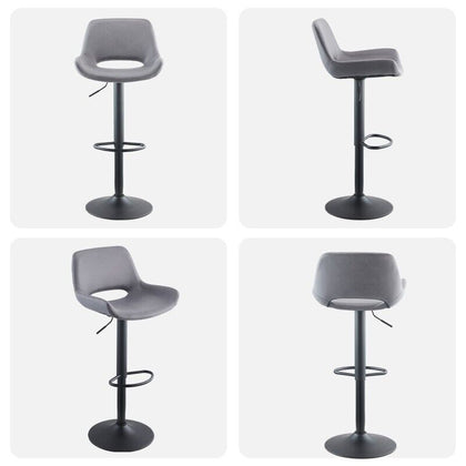 2pcs Faux Suede Seat Back Barstools Metal Base Breakfast Salon Chair Adjustable