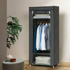Grey Single Canvas Wardrobe Bedroom Hanging Rail Home Storage Wardrobe Furniture