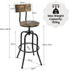 2PCS Bar Stool Industrial Pub Chair Height Adjustable Swivel Kitchen Stool