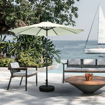 2.7 M Round Beige Garden Parasol Umbrella Sun Shade Outdoor Patio Crank Tilt