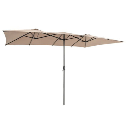 15FT Double-Sided Patio Umbrella Outdoor Rectangle Market Twin Umbrella w/10-Rib