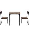 Kitchen Dining Table Set 2 Chairs Wood Steel Frame Industrial Style Retro Brown